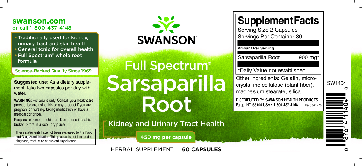 Sarsaparilla Root 120 Capsuls