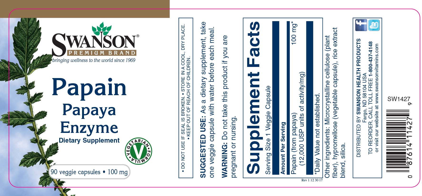 Papain Papaya Enzym | Swanson Health Products Europe