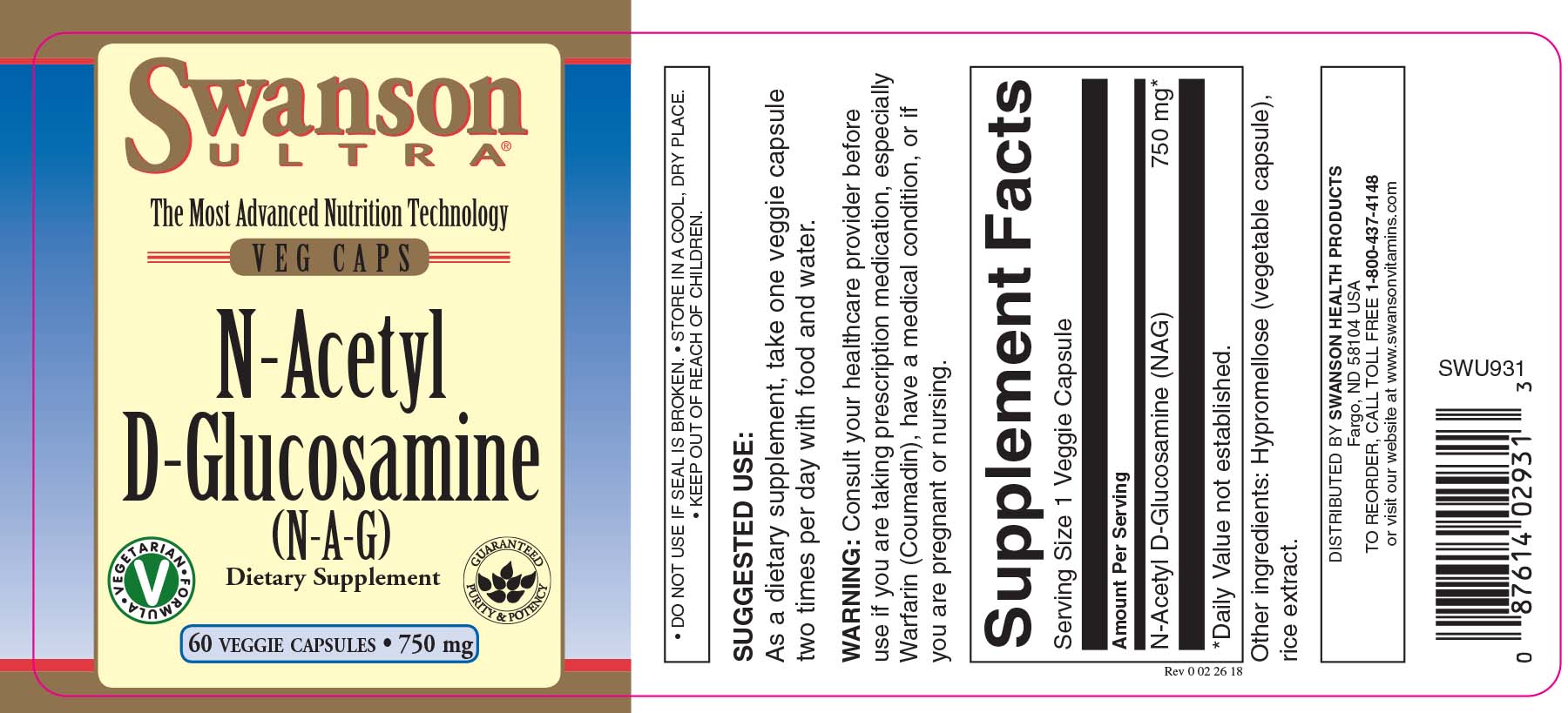 NAcetyl DGlucosamine (NAG) Swanson Health Products Europe